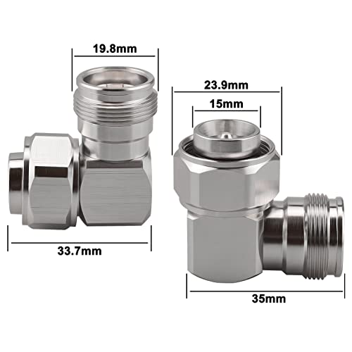 onelinkmore 4.3-10 Male to Female Right Angle Adapter Low PIM DC-6GHz - size: 4.3/10 Mini DIN Male to Female Right Angle