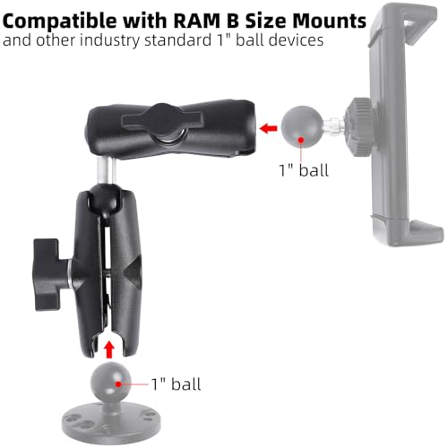 Dual Extension Double Socket Arm with 1" Double Ball Adapter Compatible with RAM B Size Mount and Other 1 inch Industry Standard Device, 360° Rotation Rod for Bike, Truck, Car (8.27" Length) - size: 8.27 " length