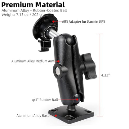 Aluminum GPS Mount with AMPS Drill Base Compatible Replacement for Garmin DriveSmart 50 51 61 65 70 76, Drive 51 55 60 61, nüvi 42 52 57 2539 2597 2689, RV 660 770, dēzl 570 580 - style: 5.9" Length