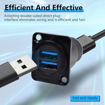 5PCS Dual USB3.0 Panel Mount Female to Female Connector, 2 Ports - color: 5PCS USB3.0