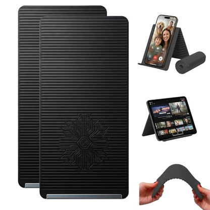 2PCS Portable Foldable Silicone Aluminum Phone Holder, Black - color: Phone Stand 2PCS-Black