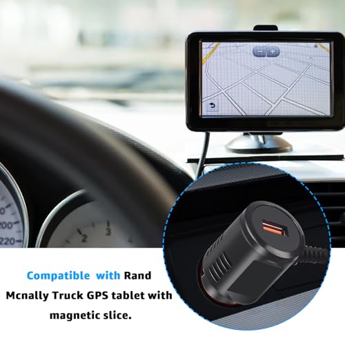 5V Car Charger with USB Port for Rand McNally GPS - Compatible with TND Tablet 85, TND 740,750, OverDryve 7, 8 Pro, and RV Truck GPS Systems - Including Magnetic Slice Mount Replacement AC Adapter