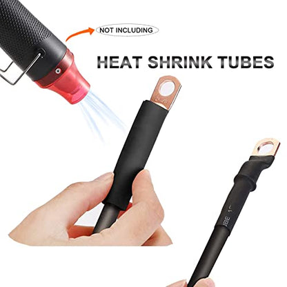 Battery Terminal Connectors, Military Spec Positive Negative Heavy Duty Auto Car Marine Battery Terminal,with 4 Pcs 2 Gauge 3/8" Copper Lugs,4 Heatshrink,2 Cover and Anti Corrosion Washers (Kit) - size: Terminal Package - Kit