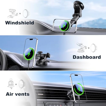 for Mag-Safe Car Mount Charger Dash Windshield Vent Magnetic Phone Holder - color: Green