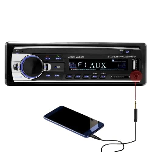 Single Din Bluetooth Car Stereo with LCD Display | Built-in Microphone FM USB/Aux/SD Input Receiver | Hands-Free Calling Wireless Remote Control MP3 Radio Player
