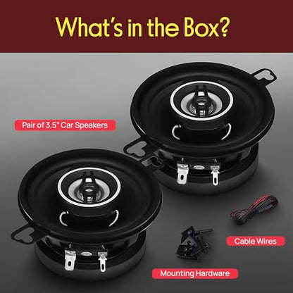 Pyle 2-Way Universal Car Stereo Speakers - 120W 3.5 Inch Coaxial Loud Pro Audio Car Speaker Universal OEM Quick Replacement Component Speaker Vehicle Door/Side Panel Mount Compatible - PL31BK (Pair)