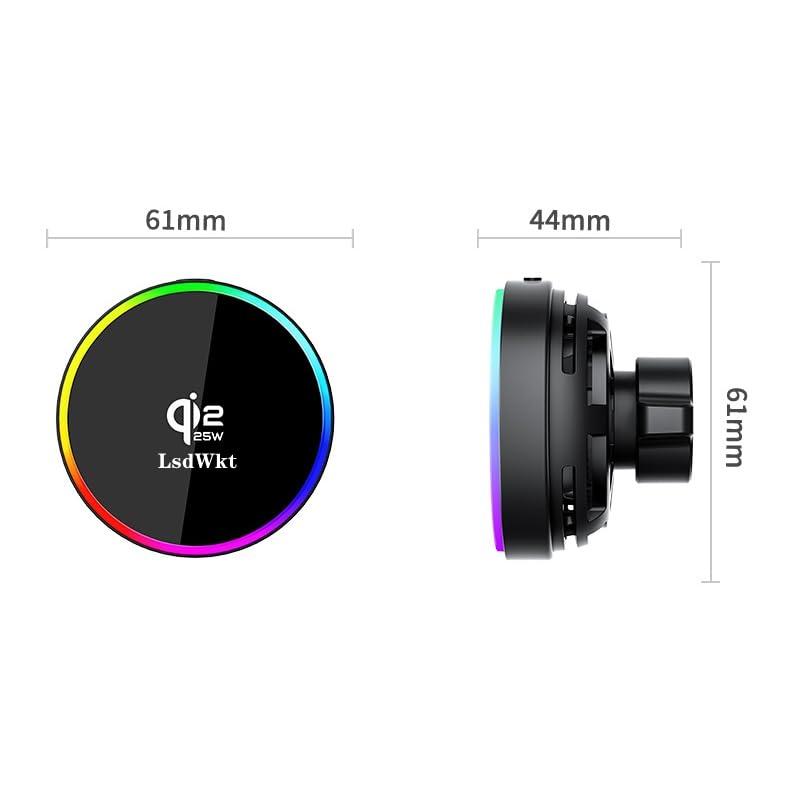 for MagSafe Car Wireless Charger, 25W Qi2 Magnetic Car Vent Mount Charger, Compatible with iPhone Series, Built-in Cooling Fan, RGB Light, Strong Magnet & 360° Rotation Car Phone Holder Charger