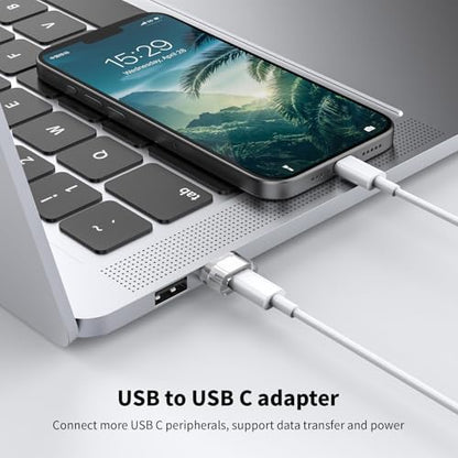 10 Pack USB to USB C Adapter,USB C Female to A Male Charger Converter Compatible with Apple Watch,iPhone 15 14 13 12 Pro Max Plus,Note,iPad 9 10 Air 5 Mini 6,Galaxy Pixel and etc.(Clear) - color: Clear, size: 10PCS