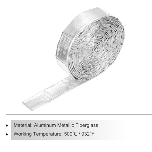 MECCANIXITY Heat Shroud Aluminized Sleeving 9/16" ID x 10.5FT Aluminum Metallic Fiberglass Heat Shroud for Fuel Lines Cables Electrical Wiring - size: 9/16" ID x 10.5FT