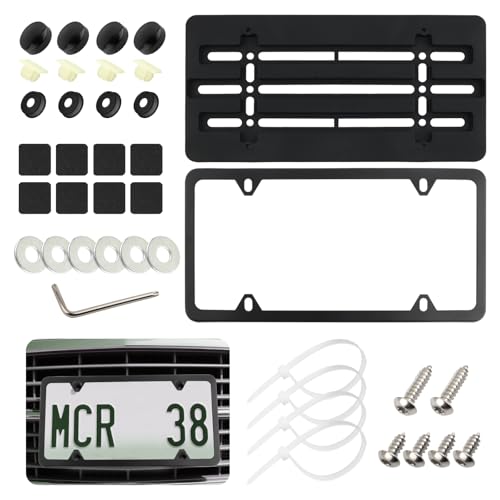 No Drill Front License Plate Mount,Universal Front License Plate Bracket for Licenses Plates Fixing,Practical Fronts Licenses Plates Holder for Most Vehicles with Screws,Washers