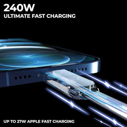 Rolling Square inCharge XS - 240W 4in1 Keyring Cable | Fast Charging & Data Transfer | Universal USB C/Lightning/USB Cable with Metal Housing | N52 Magnets | Eco-Friendly | Gray - style: Gray