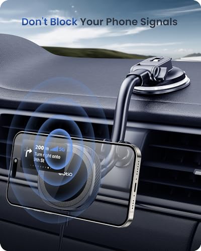 OQTIQ for MagSafe Car Mount Charger, Magnetic Wireless Car Charger Compatible with iPhone 17 16 15 14 13 12 Series, 15W Fast Charging Car Phone Mount for Windshield Dashboard Air Vent - color: Black - Standard Version