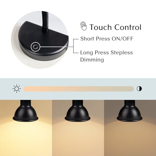Solfres Innovative Design Rechargeable Headboard Reading Light. No Drilling Book Light for Bedtime Reading. Dimmable LED Lamp with Bulb. Movable & Flexible, Black - color: Black - Rechargeable, size: M