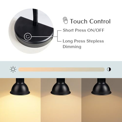 Solfres Innovative Design Rechargeable Headboard Reading Light. No Drilling Book Light for Bedtime Reading. Dimmable LED Lamp with Bulb. Movable & Flexible, Black - color: Black - Rechargeable, size: M
