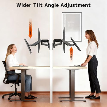 Dual Monitor Wall Mount for 17-32 inch Flat/Curved Computer Screens - size: 17 - 32 Inch, style: Dual Arms