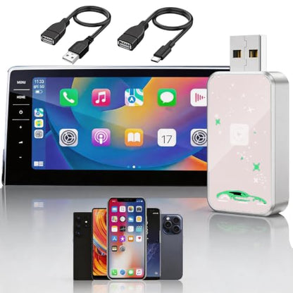 Mini Wireless Carplay Adapter for Apple for iPhone, 2026 Upgraded Convert Wired to Wireless Car Play Adapter,Fast Auto-Connect & No Latency Dongle,Plug & Play, USB A/C Included for iOS