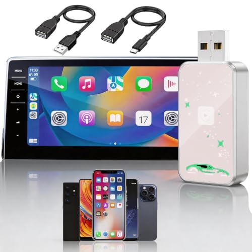 Mini Wireless Carplay Adapter for Apple for iPhone, 2026 Upgraded Convert Wired to Wireless Car Play Adapter,Fast Auto-Connect & No Latency Dongle,Plug & Play, USB A/C Included for iOS