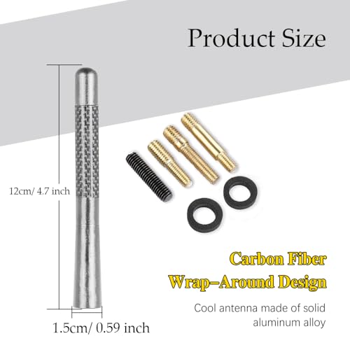 4.7 Inch Carbon Fiber Short Automotive Antenna - color: Sliver