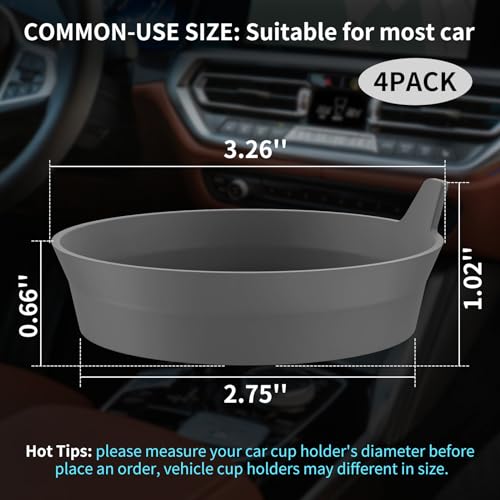 ME.FAN Car Cup Coasters [4 Pack] Silicone Cars Coasters - Universal Non-Slip Recessed Interior Accessories - Cup Holder Inserts Deep Grey - color: 4pack-deep Grey