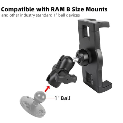 1" Ball Tablet Holder with Short Aluminum Alloy Arm, 360 Rotation, Fits 5-13" Tablets iPad Pro 12.9 Air Mini iPhone, Compatible with RAM Mounts - size: Tablet Holder w 2.36" Arm