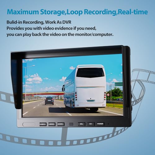 Fookoo 10" HD 1080P Wired Backup Camera with 10" Dual Split Screen Monitor - color: Jet Black