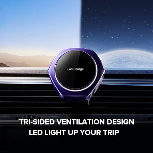 JOYMASS for MagSafe Car Mount Charger, 15W Fast Charging Magnetic Wireless Car Charger Phone Holder Mount Fits iPhone 15 Pro Max Plus 14 13 12 Mini MagSafe Case - Purple - color: PURPLE