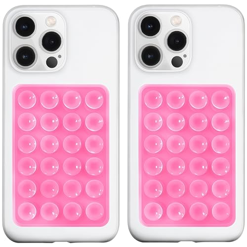LvShuLiangPin Anteel 2 Pack Silicone Suction Phone Case Mount, Silicon Adhesive Phone Grip for Smartphones, Hands-Free Mirror Shower Phone Holder for Selfies, Tiktok Videos (Pink) - color: Pink