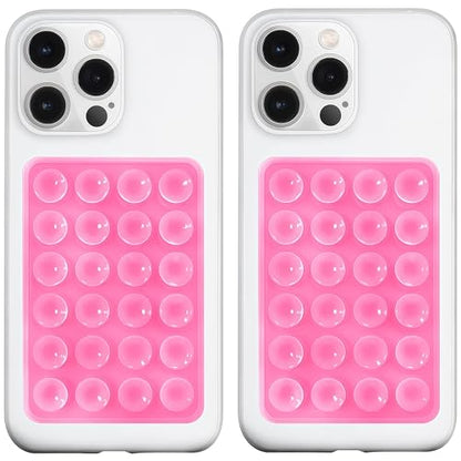 LvShuLiangPin Anteel 2 Pack Silicone Suction Phone Case Mount, Silicon Adhesive Phone Grip for Smartphones, Hands-Free Mirror Shower Phone Holder for Selfies, Tiktok Videos (Pink) - color: Pink