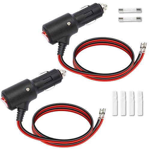 BFXM 12V Cigarette Lighter Plug with On/Off Switch, 16AWG 2FT (2 Pack) - color: 2PCS with switch