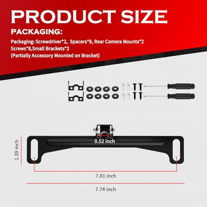 2PCS Car Backup Camera License Plate Mount,170° Adjustable Car License Plate Camera Mount No Drilling Required,Non-damaging Cars Back Up Cameras Licenses Plates Mounts