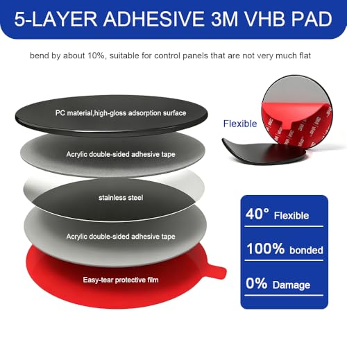 3PCS Dashboard Pad Mounting Disk for Suction Cup Phone Mount, 3.2 Inch 82mm Car Ultra Sticky Base, Round Heat-Resistant Magnetic Pad Replacement for GPS, Sat Nav, Tablet, Cellphone Bracket