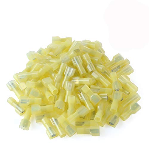 100 Pcs XHF Yellow Nylon Male Spade Connectors 12-10 AWG Quick Disconnect Wire Terminals Insulated Wire Crimp Connectors - size: Male Yellow 100PCS