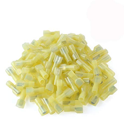 100 Pcs XHF Yellow Nylon Male Spade Connectors 12-10 AWG Quick Disconnect Wire Terminals Insulated Wire Crimp Connectors - size: Male Yellow 100PCS