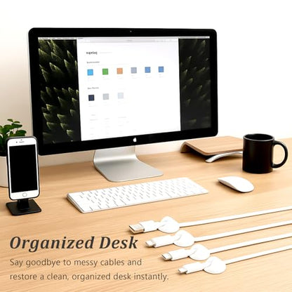 20-Pack Adhesive Cable Clips – Simple Wire Organizer Holders for Desk, Car, Home, and Office Cord Management