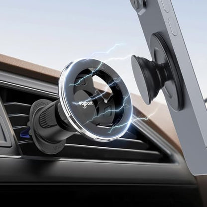 for Magsafe Vent Mount [Horizontal/Vertical]: Ultra Strong Magnetic Car Phone Holder, Circle Magnet Air Vent Stand for Mag Safe Phone Grip, iPhone 16 15 14 Pro Max Samsung Cellphone Case, Ring Holder - style: Vent Mount