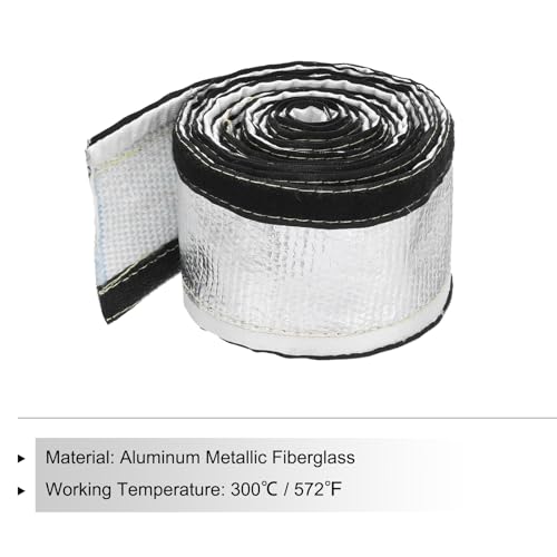 MECCANIXITY 1.5mm Heat Shroud Aluminized Sleeving 9/16" ID x 10FT Aluminum Metallic Fiberglass Heat Shroud for Fuel Lines Cables Electrical Wiring - size: 9/16" ID x 10FT