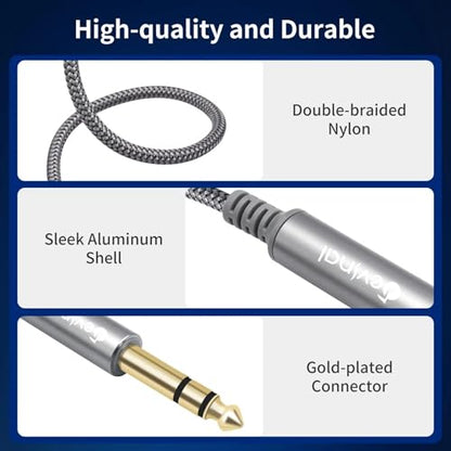 1/4 inch Headphone Extension Cable, 6.35mm TRS Male to Female Stereo Cord, Quarter Inch Guitar Cable Extender, 15ft (4.5 Meters) - color: Silver 4.5M/15FT