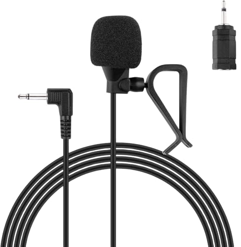 FingerLakes Universal Car Microphone Mic Fits 3.5mm and 2.5mm Bluetooth Enabled Car Vehicle Stereo Radio GPS Units with Included Adapter, Black (FL70)