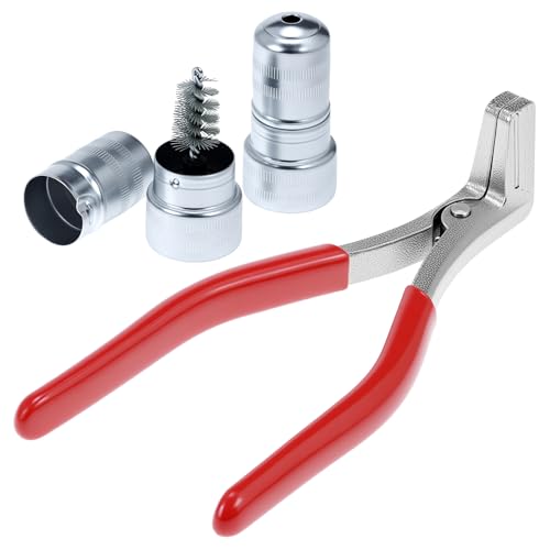 QWORK Battery Terminal Pliers & Cleaner Brush Kit (3-Piece) – Terminal Spreader Pliers with 2 Stainless Steel Battery Post Cleaning Brushes for 6V/12V Car Automotive Maintenance