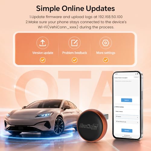 Carlinkit Mini Ultra 3 Wireless CarPlay & Android Auto Compact Adapter - color: Orange