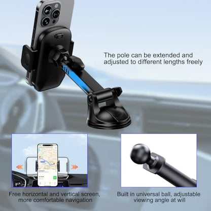 HZEL Car Dash Mount Phone Holder, 360° Adjustable Strong Suction Cup Vehicle Windshield Mobile Phone Mount, Hands Free Automotive Cellphone Stand, Suitable for 1.97-4.33" Smartphone (Black) - color: Black