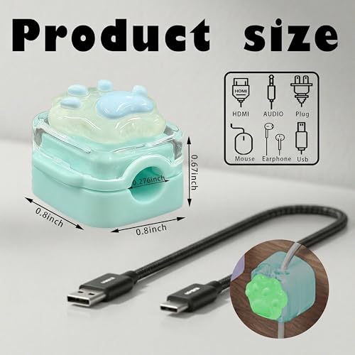 9Pack Magnetic Cable Clips,Night-Glowing Cord Holder,Blue Cat - color: Blue Cat