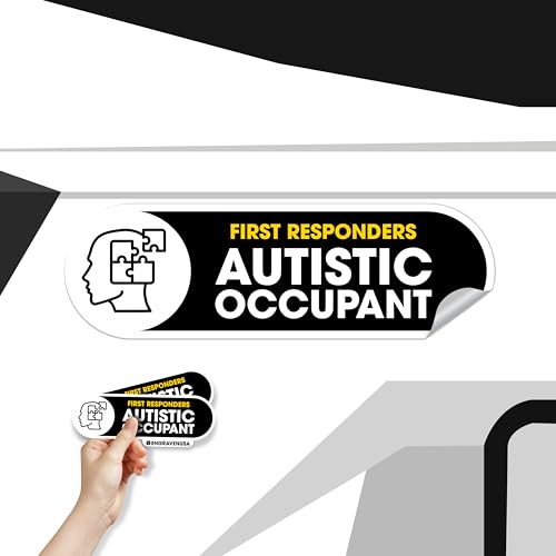 Autistic Occupant Car Sticker | 2 Pack Autism Awareness Accessories | Child Safety Decal, Bumper Car Sign | Permanent Glossy UV Resistant Vinyl | Autistic Occupant on Board Small Sign (Black Large) - color: Black Large