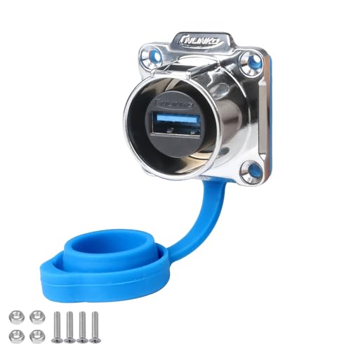 CNLINKO LP-24 USB3.0 Female Socket,Type A Female, Panel Mount Receptacles Socket IP67 Data Waterproof Connector M24 Flange Socket (USB Female Socket) - size: Socket, style: M24 USB Connectors