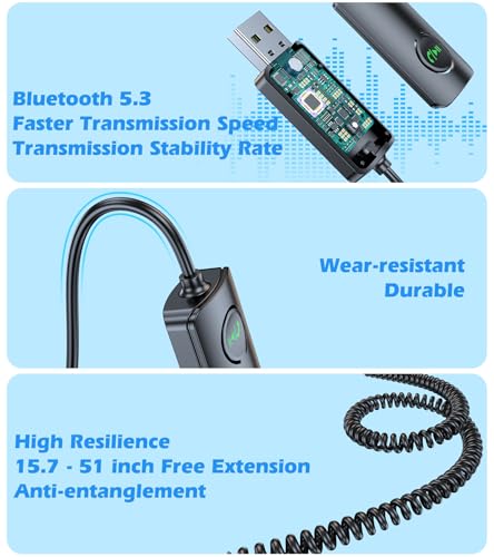 KAIY AUX Bluetooth Adapter for Car, 3.5mm Bluetooth Receiver