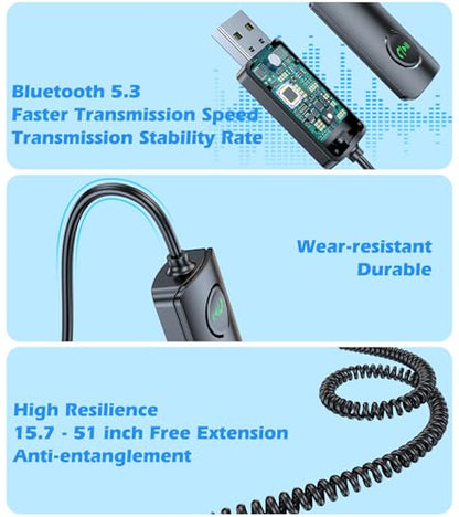 KAIY AUX Bluetooth Adapter for Car, 3.5mm Bluetooth Receiver