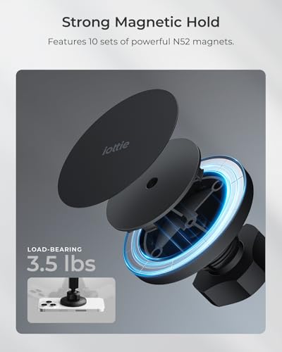 iOttie iTap 3 Magnetic Dash & Windshield Car Mount, Phone Holder with Suction Cup, Includes Magnetic Ring Adapter, Compatible with iPhone 12-17, Samsung Galaxy, Google Pixel, and MagSafe Phones - style: Dash Mount