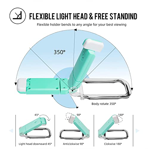 EGWASER Book Reading Light, Portable USB Rechargeable LED Clip on Book Lights for Reading in Bed, 3 Brightness Adjustable Dimmable Bookmark Light for Eye-Protection, Reading Lamp (Blue) - color: 1-Pack Blue
