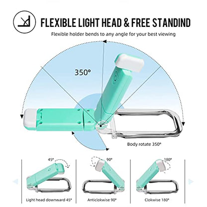 EGWASER Book Reading Light, Portable USB Rechargeable LED Clip on Book Lights for Reading in Bed, 3 Brightness Adjustable Dimmable Bookmark Light for Eye-Protection, Reading Lamp (Blue) - color: 1-Pack Blue