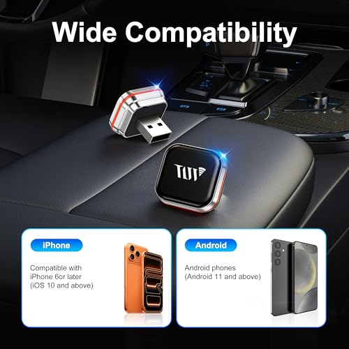 Mini Wireless Carplay Adapter for iPhone, 2-in-1 CarPlay & Android Auto Wireless Adapter for Car(2015+) with Wired CarPlay, USB-A/C Plug & Play, Fast Auto-Connect for iPhone iOS 10+ Android 11+ - color: Silver